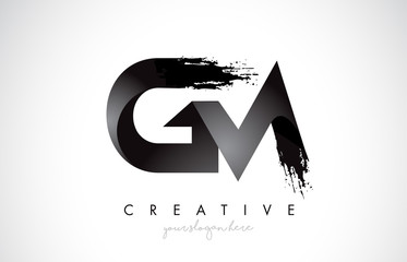 Wall Mural - gm letter design with brush stroke and modern 3d look.