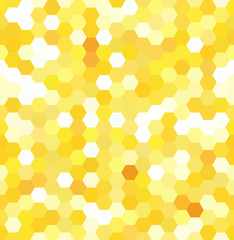 Seamless abstract mosaic background. Hexagons geometric background. Design elements. Vector illustration. Yellow, white colors.