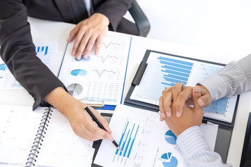 Wall Mural - professional executive manager, business partner discussing ideas marketing plan and presentation pr