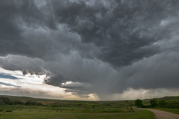 Wall Mural - a rotating thunderstorm, also known as a supercell, over the grasslands of northeastern wyoming