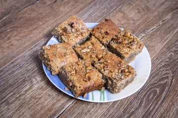 Wall Mural - Homemade cookies with walnuts on vintage wooden table