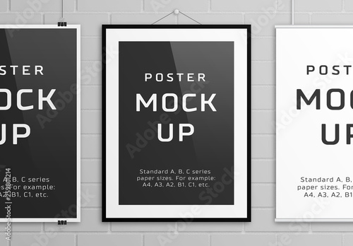 Download 3 Posters Mockup On Wall Buy This Stock Template And Explore Similar Templates At Adobe Stock Adobe Stock PSD Mockup Templates