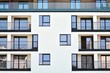 © Grand Warszawski - European modern residential architecture. Fragment of a modern apartment building in front. Very modern apartment house.