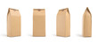Brown paper bag packaging template isolated on white background. Front and back view