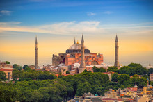 The Hagia Sophia (Ayasofya) In Istanbul Turkey Shot At Sunset