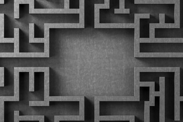 Top view of gray complicated maze