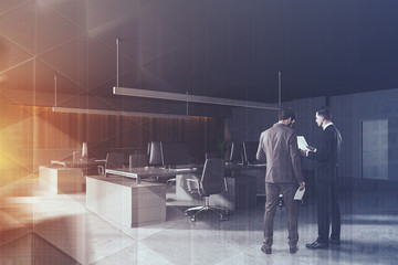 Canvas Print - Businessmen in gray and dark wooden office