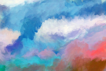  Artistic illustration. Cloudy sky. Sunset. Digital Painting.