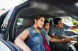 © Joshua Resnick - hispanic family with mother, father and son sitting in truck looking outside
