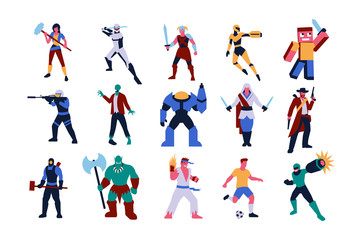 Set Of Video Games Characters Isolated