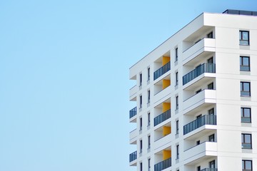 Modern european complex of apartment buildings. Fragment of a modern residential apartment building.