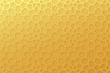 Wall Mural - Arabic pattern background. Islamic gold ornament vector.