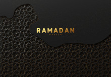 Ramadan Kareem. Background Black And Gold With Arabic Pattern.