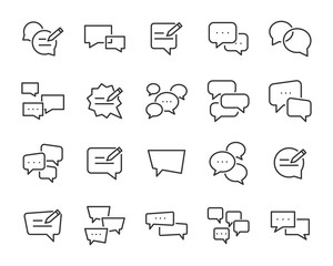 set of communication icons, such as chat, feedback, emotion, review