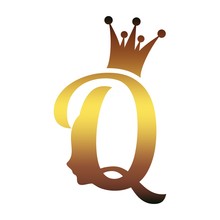Vintage Queen Silhouette. Medieval Queen Profile. Fashion Branding Royal Emblem With Q Letter
