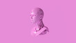 Pink Cyborg Bust 3d illustration 3d render