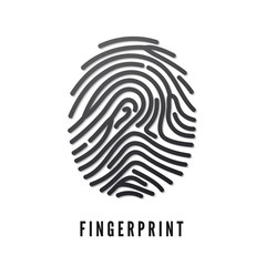 Black volume fingerprint whit shadow isolated on white background. Vector illustration