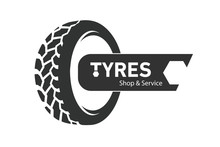 Tyre Shop Logo Design. Tyres Wheel Business Branding, Tyre Logo Shop Icons, Tire Icons, Car Tire Simple Icon.