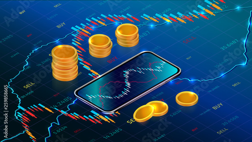 Stock Exchange Market Return On Investment Concept With Mobile App | Forex money return Stock Exchange Market Return On Investment Concept With Mobile App -