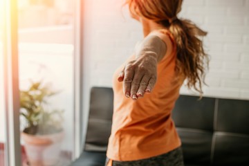 woman athlete exercising at home