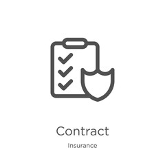 Wall Mural - contract icon vector from insurance collection. thin line contract outline icon vector illustration.