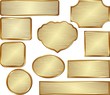 set of isolated golden textured banners