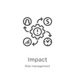 impact icon vector from risk management collection. Thin line impact outline icon vector illustration. Outline, thin line impact icon for website design and mobile, app development