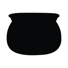 A Black And White Vector Silhouette Of A Cauldron