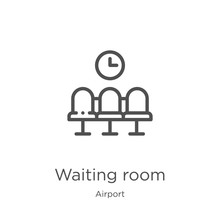 Waiting Room Icon Vector From Airport Collection. Thin Line Waiting Room Outline Icon Vector Illustration. Outline, Thin Line Waiting Room Icon For Website Design And Mobile, App Development