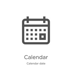 Wall Mural - calendar icon vector from calendar date collection. Thin line calendar outline icon vector illustration. Outline, thin line calendar icon for website design and mobile, app development