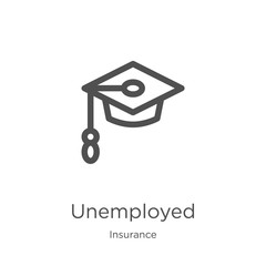 unemployed icon vector from insurance collection. Thin line unemployed outline icon vector illustration. Outline, thin line unemployed icon for website design and mobile, app development