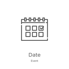 Wall Mural - date icon vector from event collection. thin line date outline icon vector illustration. outline, th