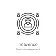 influence icon vector from customer engagement collection. Thin line influence outline icon vector illustration. Outline, thin line influence icon for website design and mobile, app development