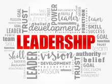 LEADERSHIP Word Cloud Collage, Business Concept Background