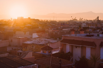 Panorama of Marrakesh at sunrise