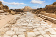 Giza Temple ruins and the road to the Great Pyramids, Egypt