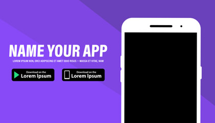 Download page of the mobile app. Advertising space for your application Flat vector illustration