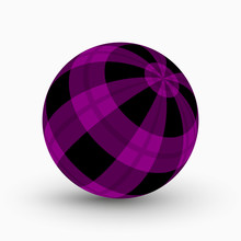 Purple, Black Tartan Ball With Stripes And Shadow