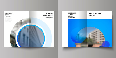Wall Mural - the vector layout of two a4 format modern cover mockups design templates for bifold brochure, magazi