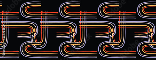 Hand Drawn Textured Geometric Border Seamless Pattern Sketchy