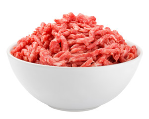 minced meat, pork, beef, forcemeat, clipping path, isolated on white background, full depth of field