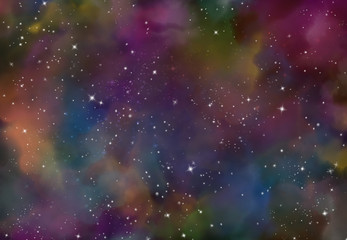 Wall Mural - star field in galaxy space with nebula, abstract watercolor digital art painting for texture backgro