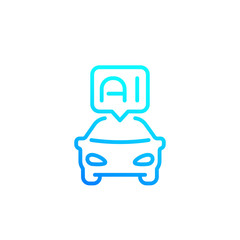 Sticker - autonomous car with AI line icon