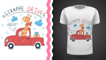 Cute Giraffe - Idea For Print T-shirt