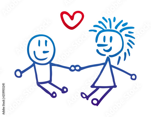 Boy And Girl Holding Hands With A Heart Lovers Character Drawing Vector Graphics Stock Vector Adobe Stock