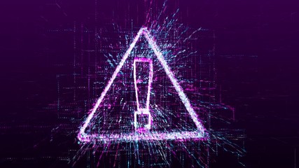 Wall Mural - digital animation of attention sign. warning in the virtual space.