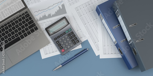 Cuadros en Lienzo Accounting, laptop, pen and calculator