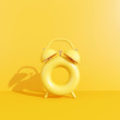 Clock ring floating on yellow background. Summer time concept. 3d rendering
