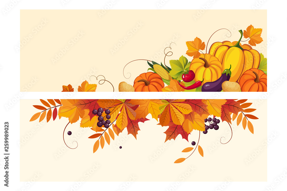 Thanksgiving background with space for text, horizontal banners with ...