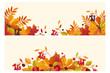 © topvectors - Thanksgiving background with space for text, horizontal banners with autumn leaves and berries vector Illustration